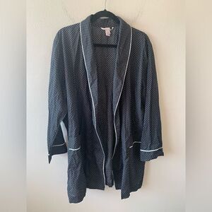 Victorias Secret Black and White Polka Dot Short Robe size XL